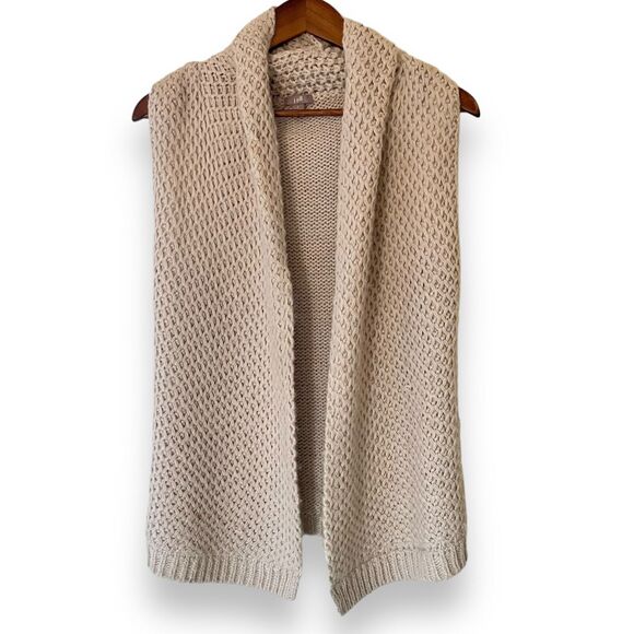 J. Jill Sweaters - J. Jill Sweater Vest Cardigan Beige Size S Open Front Chunky Knit Alpaca Blend